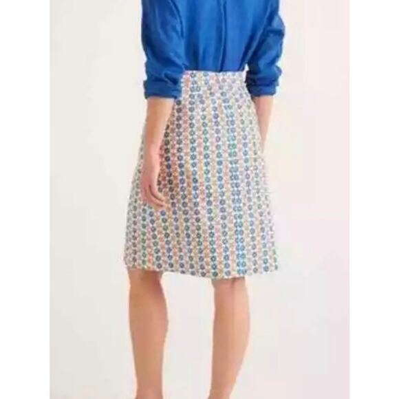 Boden Francesca A-Line Skirt Plumeria Print Lined Mini Skirt Cotton Sz 6 Pockets - Picture 6 of 14